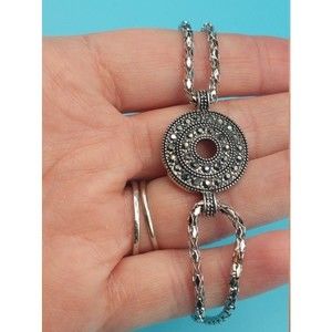 Gunmetal silvertone medallion Bracelet